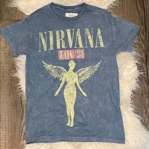 NIRVANA T-Shirt Live 93 Utero Tour Angel Merch in Blue with Angel Graphic